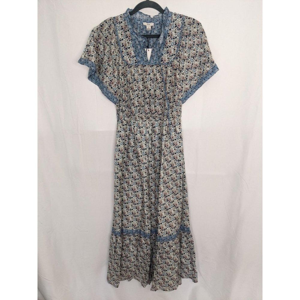 NWT Anthropologie Othilia Titania Flounced Maxi Dress S Blue - Picture 3 of 11